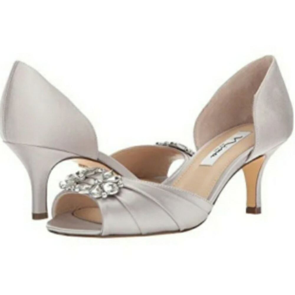 Nina Charisa Silver Satin Shoes